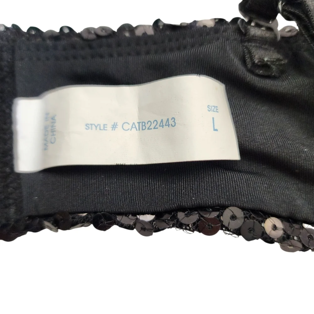 Rene Rofe Sequin bandeau bra adjustable straps removable cups size large - Picture 9 of 11